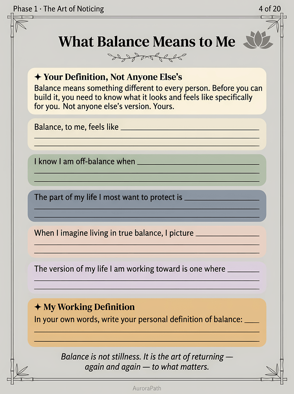 The Art of Balance worksheet 2