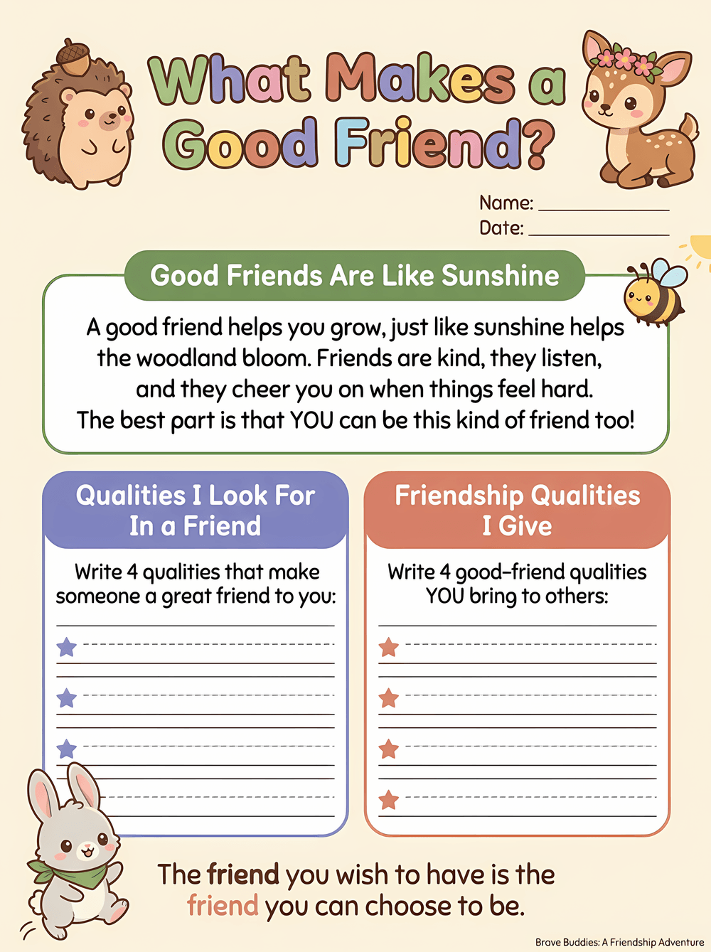 Brave Buddies: A Friendship Adventure worksheet 3