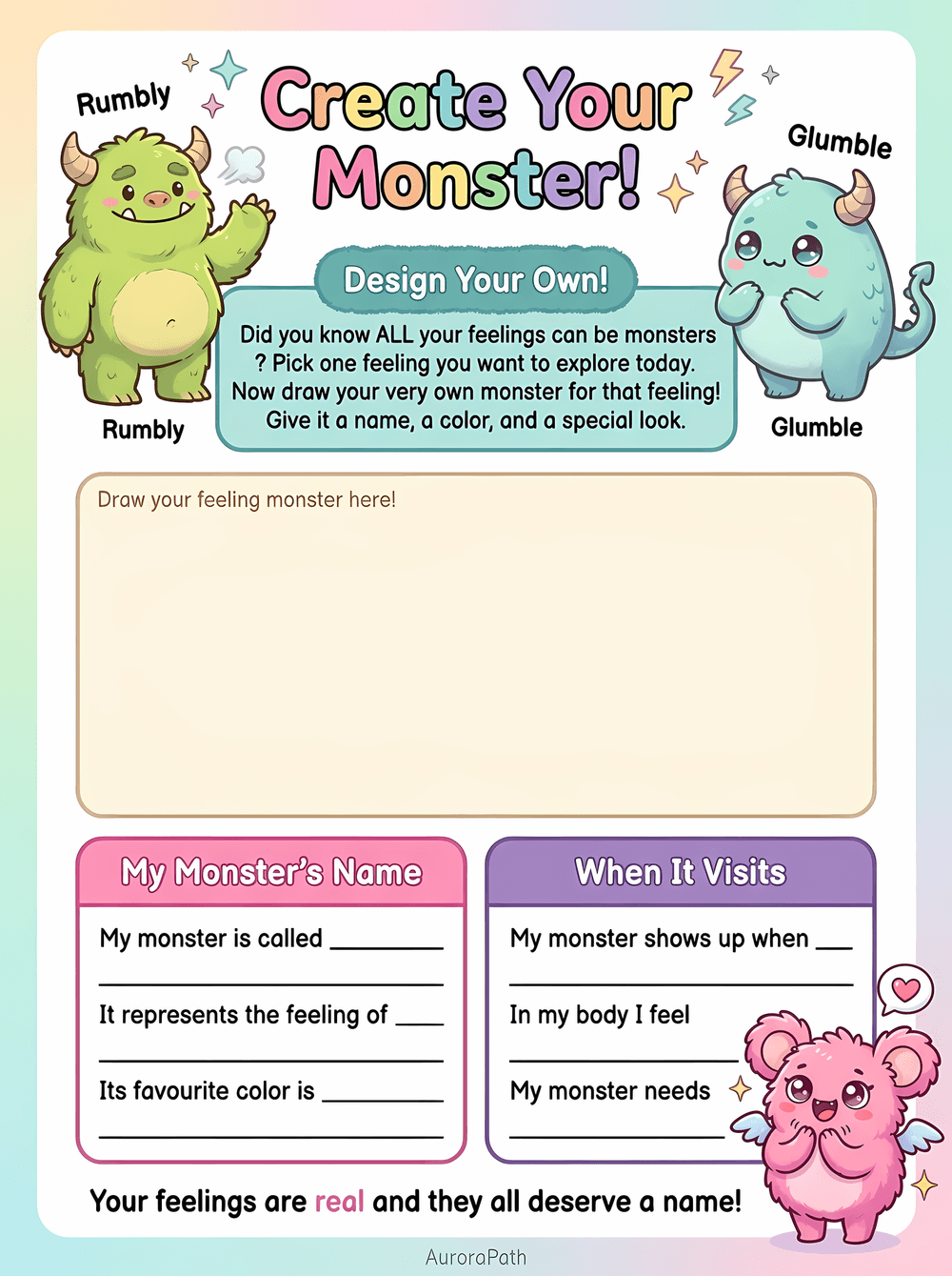Mindful Monsters worksheet 1