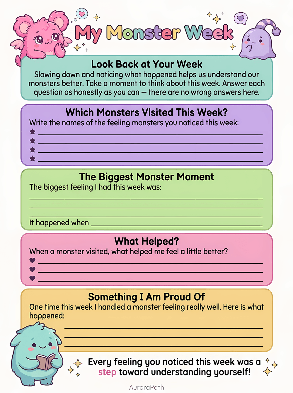Mindful Monsters worksheet 2