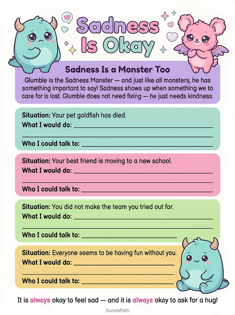 Mindful Monsters worksheet 3