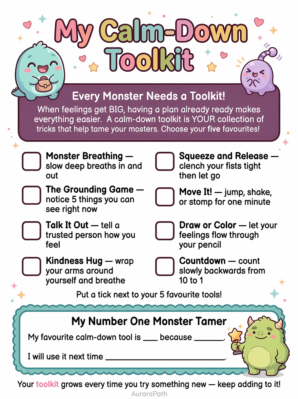 Mindful Monsters worksheet 4