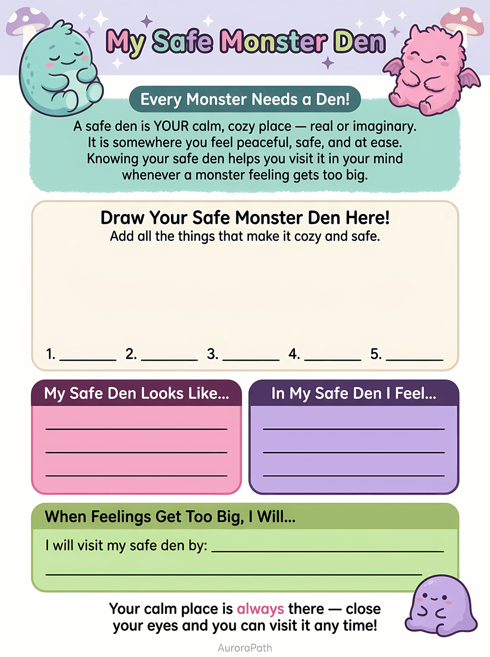 Mindful Monsters worksheet preview 5