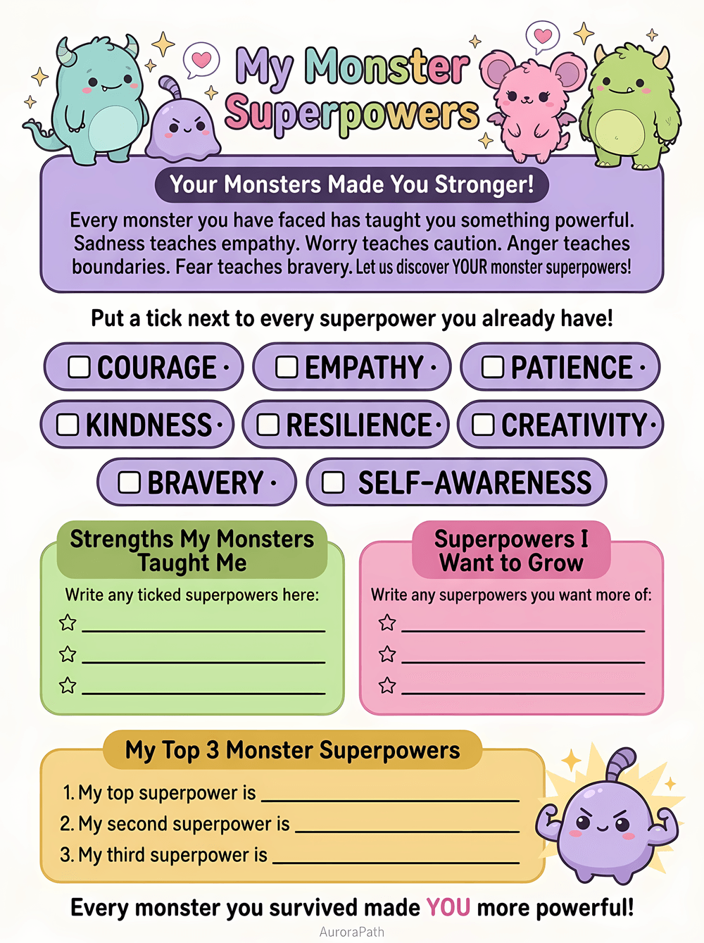 Mindful Monsters worksheet preview 6