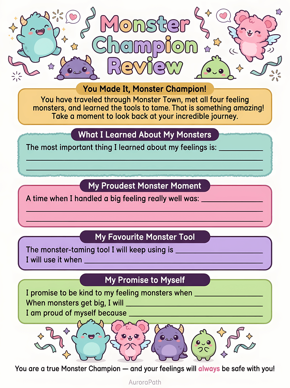 Mindful Monsters worksheet preview 7