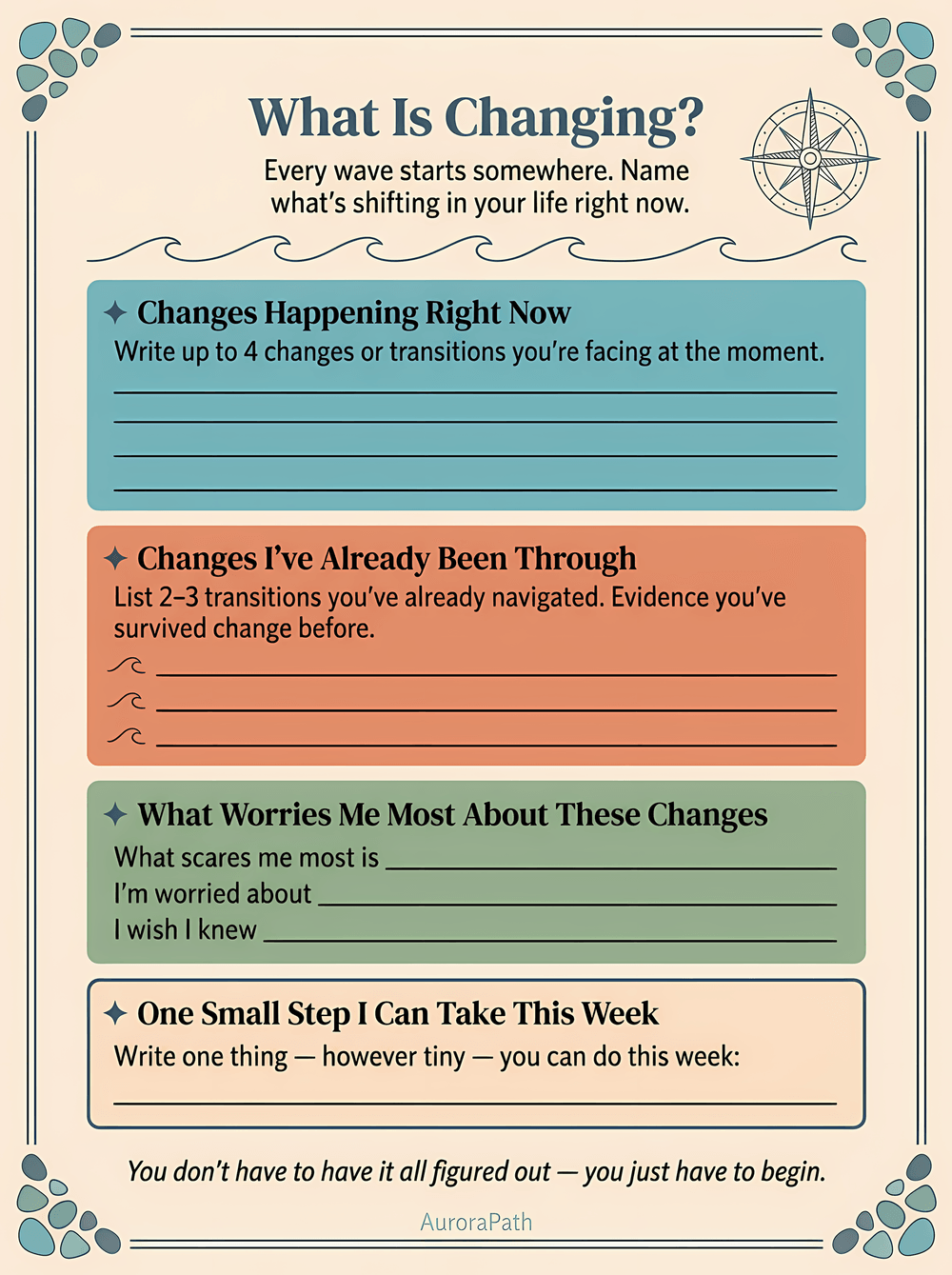 Mindful Transitions worksheet 1