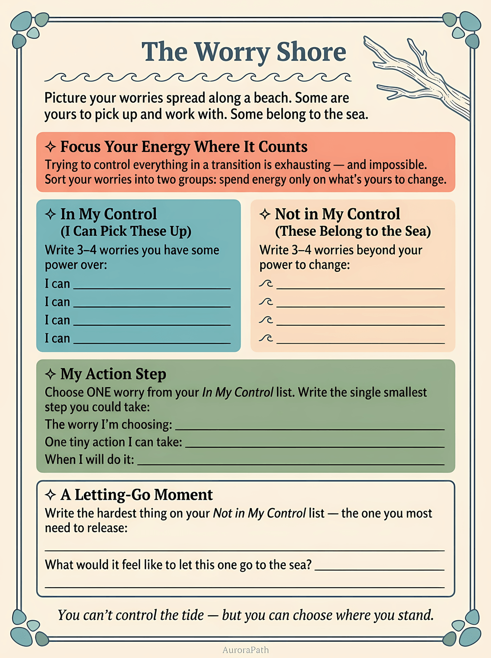 Mindful Transitions worksheet 2