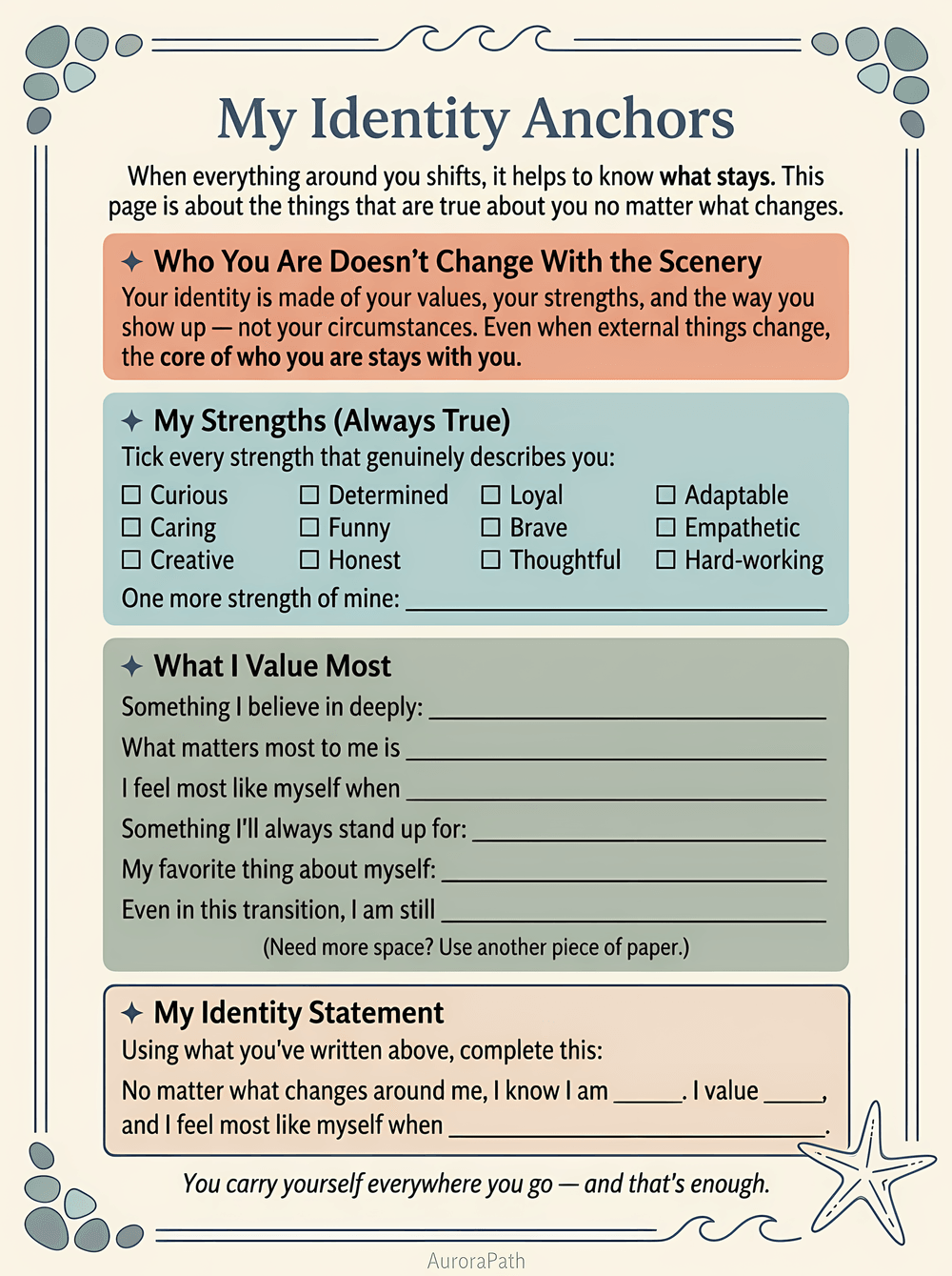 Mindful Transitions worksheet 3